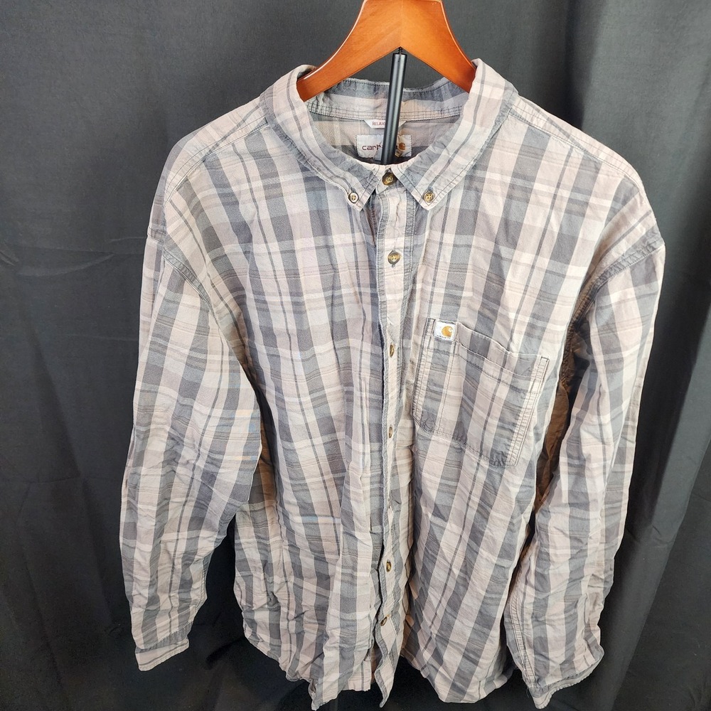 Carhartt Long Sleeve‎ Button-Up Shirt Size 3 XL Relaxed Plaid